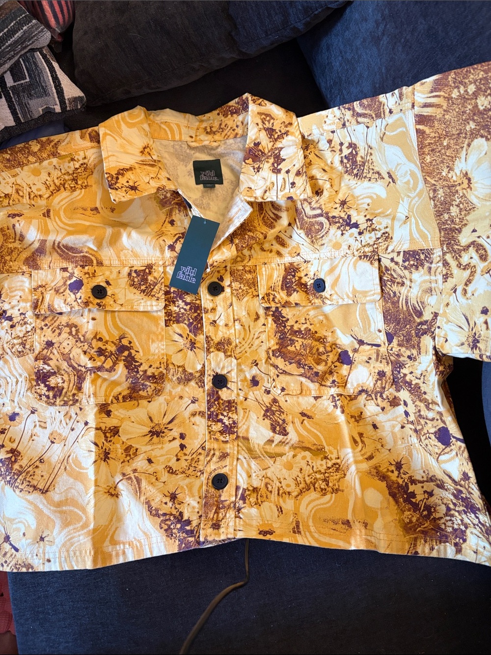 Wild Fable Yellow Floral Button-Up Jacket